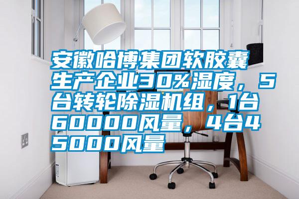 安徽哈博集團軟膠囊生產企業30%濕度，5臺轉輪除濕機組，1臺60000風量，4臺45000風量